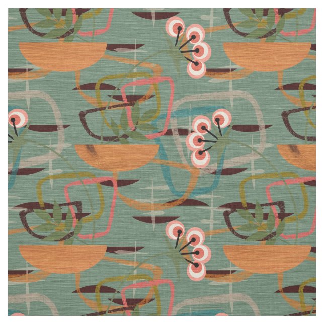 Modernes Mittelalter | Blume im Fünfzigerstil Stoff (Muster)