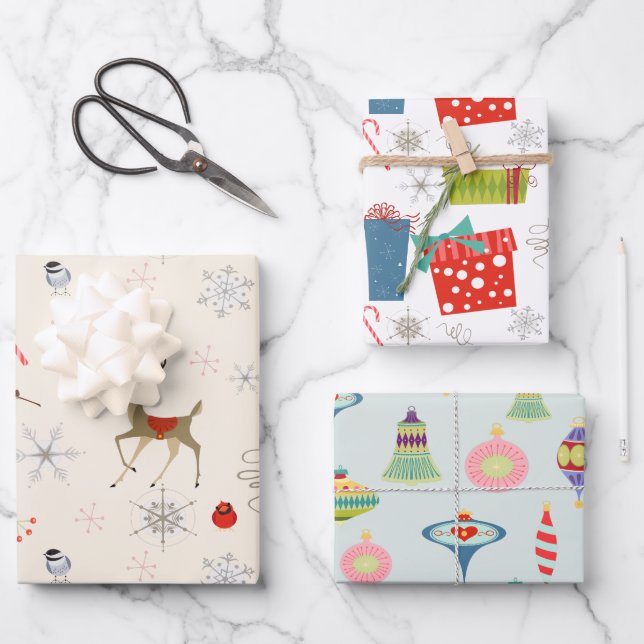 Modernes Mittelalter | Retro Rosa Atomzeitalter de Geschenkpapier Set (Vorderseite)