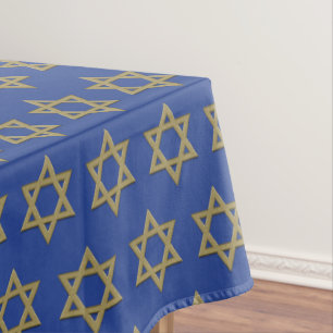 Modernes Mittelblau Chanukah Davidstern Tischdecke