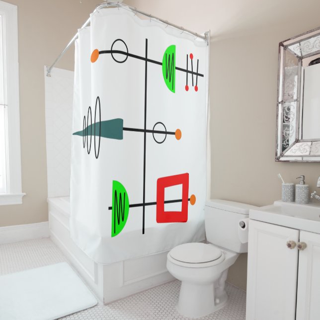 Modernes Mobilgerät des Mittelalters Duschvorhang (Beispiel)