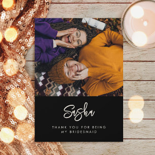 Modernes, modernes Foto der Bridesmaid Dankeskarte