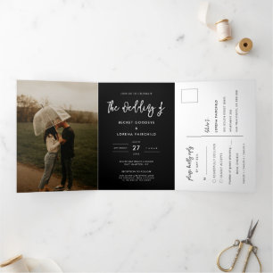 Modernes, modernes Foto Dreifach Gefaltete Einladung