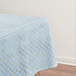 Modernes, modernes Gold Blue Mermaid Scales Muster Tischdecke