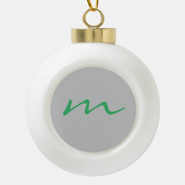 Modernes, modernes Monogramm beruflich grau Keramik Kugel-Ornament (Vorderseite)
