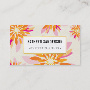 MODERNES MODERNES PATTERN Gold Logo Blume orange r Visitenkarte