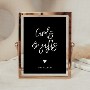 Modernes, modernes Schild mit schwarzen Karten und