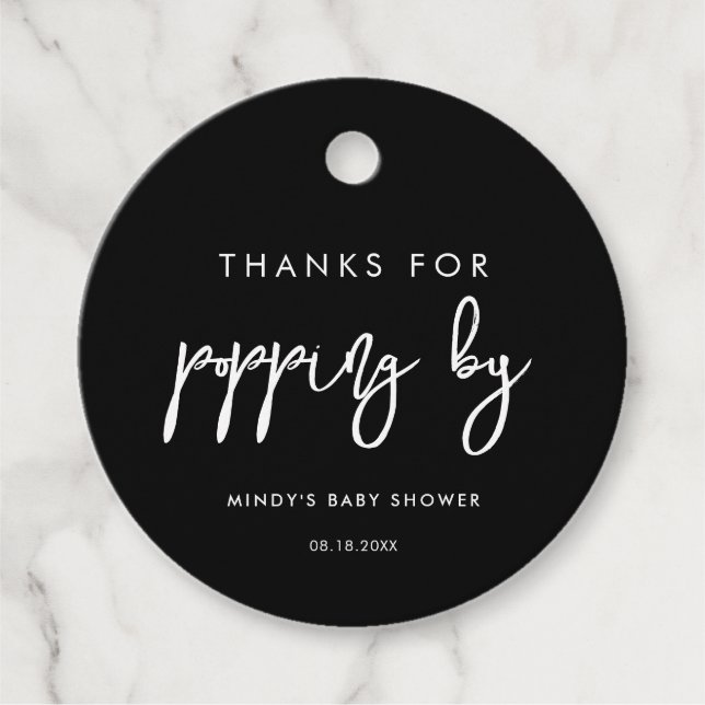 Modernes, modernes Schwarz Dank für die Anreise Geschenkanhänger (Vorderseite)