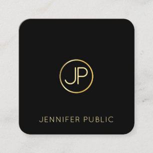 Modernes, modernes Schwarz-Template-Elegant in Mon Quadratische Visitenkarte