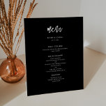 Modernes, modernes schwarzes Hochzeitsmenü Sockelschild<br><div class="desc">Eine kühne und trendige Typografie für Ihre Hochzeitsarbeit,  einfach aber elegant mit einem Schwarz-Weiß-Thema. Vollständig anpassbar: Sie können bei Bedarf die Farben des Schriftartes und des Hintergrunds ändern.</div>