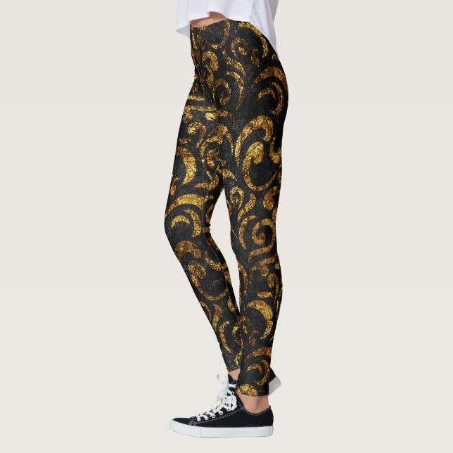 Modernes modisches Goldschwarz-stilvoller Strudel Leggings (Links)