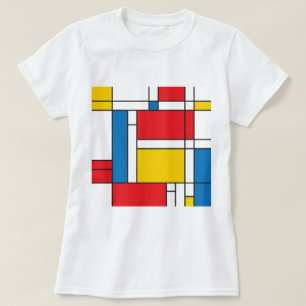 Modernes Mondrian inspiriertes grafisches Muster T-Shirt