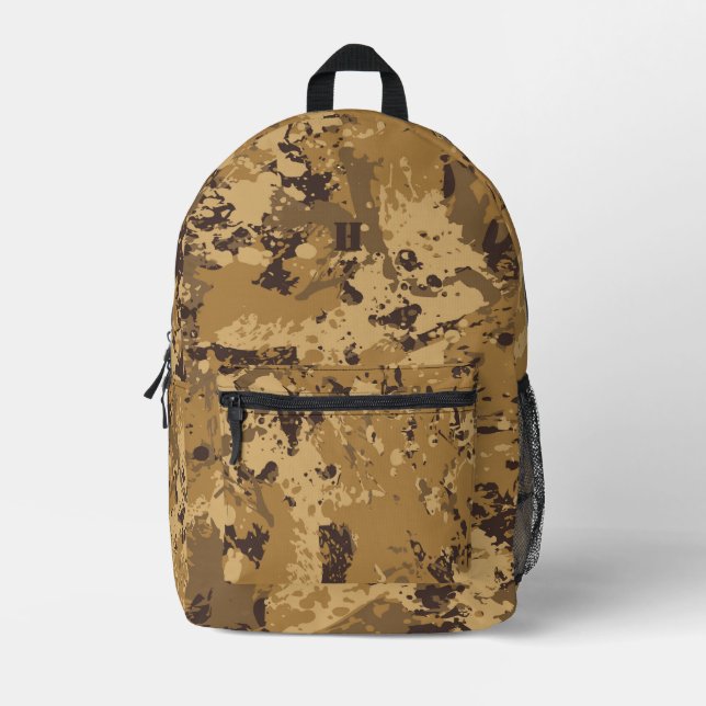 Modernes Mongram Desert Camouflage Camouflage Must Bedruckter Rucksack (Vorderseite)