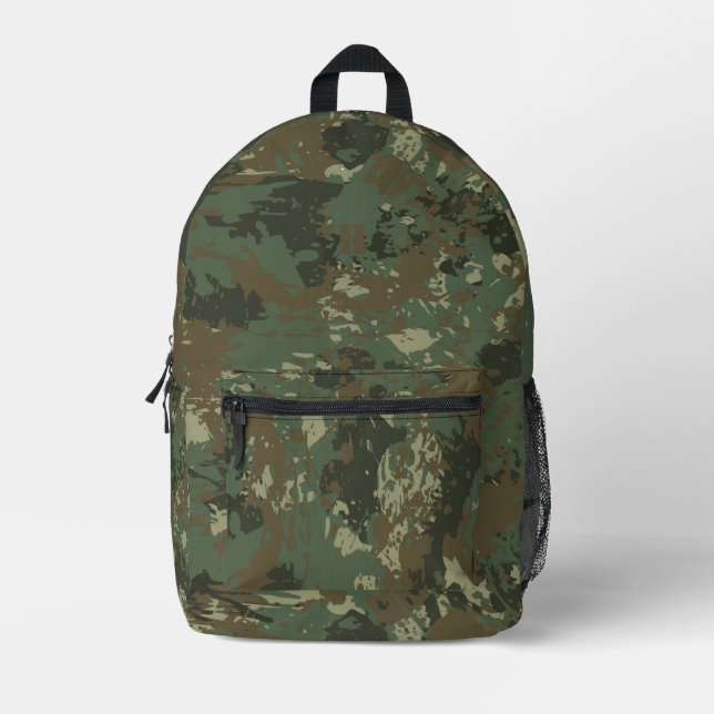 Modernes Mongram Forest Camouflage Camouflage Must Bedruckter Rucksack (Vorderseite)