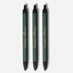 Modernes Mongram für Charcoal Luxe Gold Script Kugelschreiber