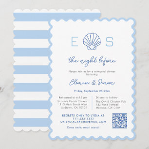 Modernes Mongram Nautical Wedding Probe Dinner Einladung