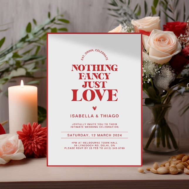 Modernes Monochrom Rot Nichts Extravagant Nur Lieb Save The Date (Von Creator hochgeladen)