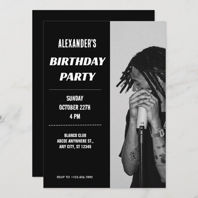 Modernes monochromes Foto Einladung (Vorne/Hinten)