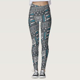 Modernes monochromes Tribal Geometric-Muster Leggings