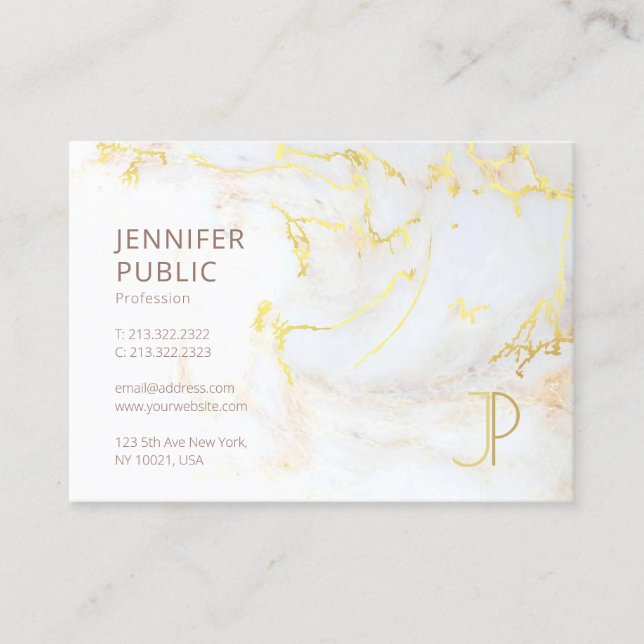 Modernes Monogram aus Goldmarble Elegant Template  Visitenkarte (Vorderseite)