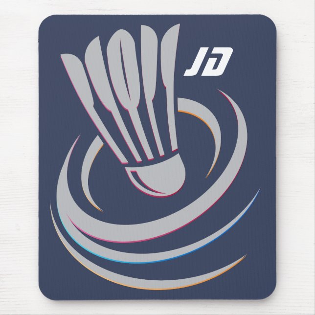 Modernes Monogram Badminton Shuttlecock Mousepad (Vorne)