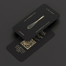 Modernes Monogram Baker Caterer Black Gold Whisky Visitenkarte