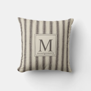 Modernes Monogram Black Beige l Farmhouse Ticken Kissen
