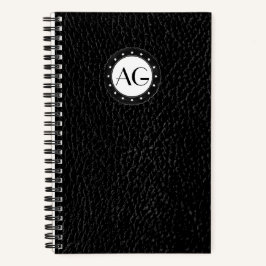 Modernes Monogram Black Leather Spiral Notebook Notizbuch