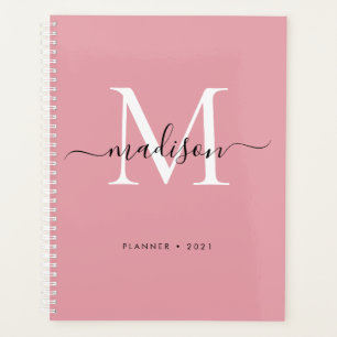 Modernes Monogram Blush Dusty Pink Girly Script 20 Planer