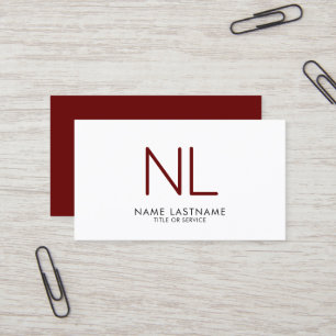 Modernes Monogram Burgund Minimalistisch-saures We Visitenkarte