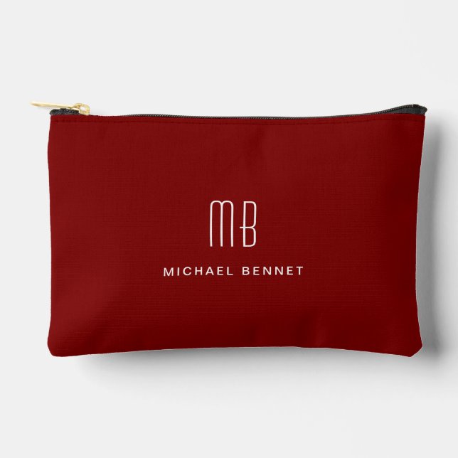 Modernes Monogram Burgundy Zubehörtasche (Vorderseite)