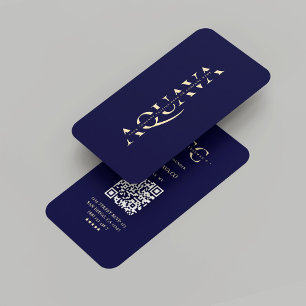 Modernes Monogram Company Midnight Blue Gold Visitenkarte