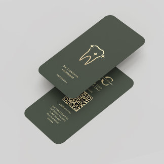 Modernes Monogram Dark Green Gold Dentist Visitenkarte