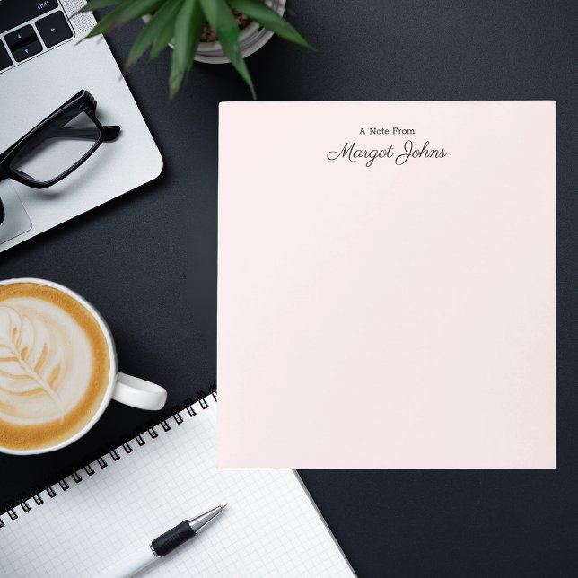 Modernes Monogram, einfach, stylisch, Pastel Pink Notizblock (Von Creator hochgeladen)