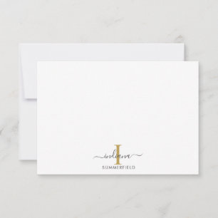 Modernes Monogram, erstes elegantes Skriptgeschäft Mitteilungskarte