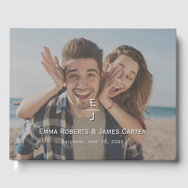 Modernes Monogram Foto Gästebuch (Vorderseite)