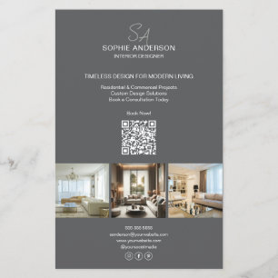 Modernes Monogram Foto Grau Beruflich Business Flyer
