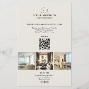 Modernes Monogram Foto QR Beruflich Business Flyer