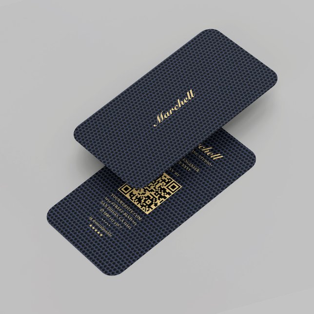 Modernes Monogram Gold Beruflich Dark Blue Mesh Visitenkarte (Modern Monogram Gold Professional Dark Blue Mesh Business Card
)