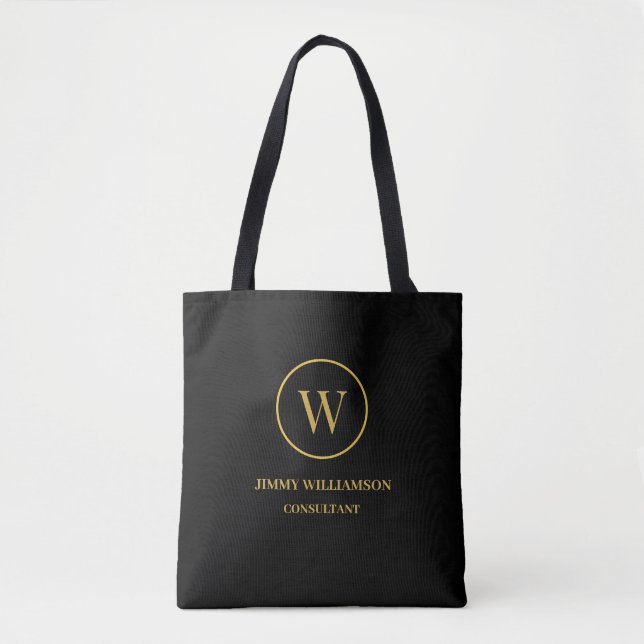 Modernes Monogram Gold Black Business (Vorderseite)