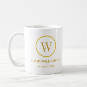 Modernes Monogram Gold Business Kaffeetasse