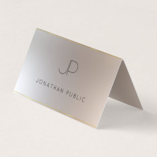 Modernes Monogram Gold Silver Look Elegante Vorlag Visitenkarten