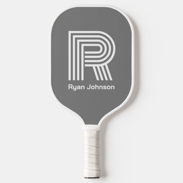 Modernes Monogram Graue Pickleball Paddel Schläger (Vorderseite)