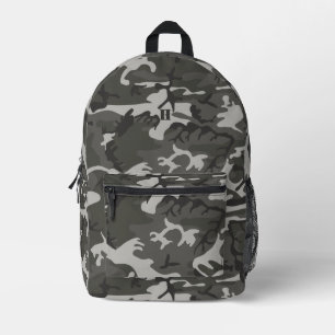 Modernes Monogram Gray Camouflage Camouflage Muste Bedruckter Rucksack