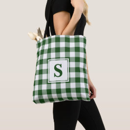 Modernes Monogram Green und White Gingham Pattern