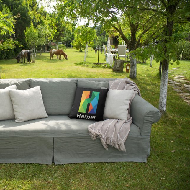 Modernes Monogram, Initial Letter Black Throw Pill Kissen (Von Creator hochgeladen)