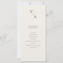 Modernes Monogram Ivory-Hochzeitsprogramm