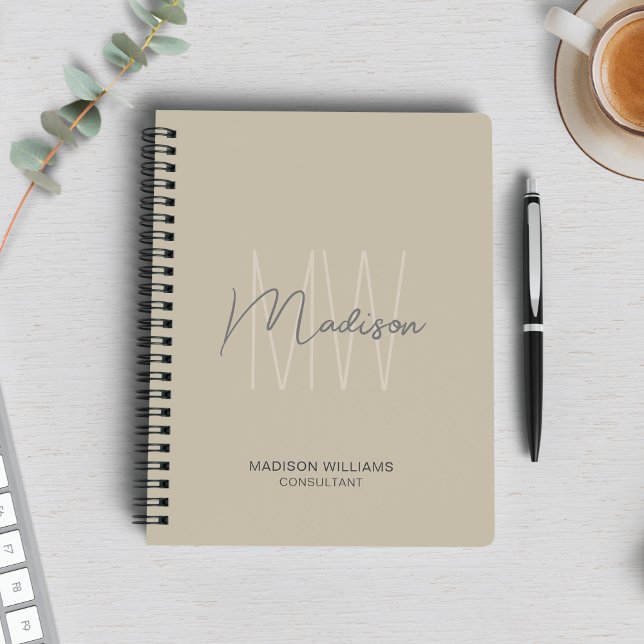 Modernes Monogram Logo Beige Consultant Notizblock (Modern Monogram Logo Beige Consultant Notebook)