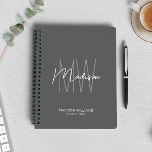 Modernes Monogram Logo Grau Consultant Notizblock