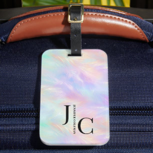 Modernes Monogram Logo Iridescent Opal Stilvoll Gepäckanhänger