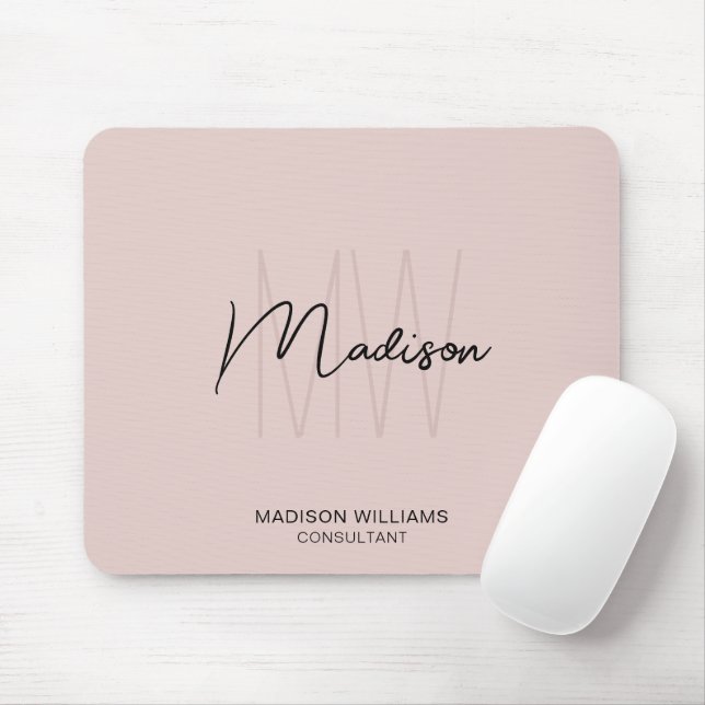Modernes Monogram Logo Rosa Berater Mousepad (Mit Mouse)